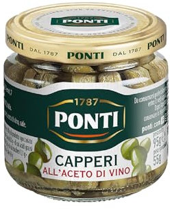 Ponti, Capperi all'Aceto di Vino, Ottimo Antipasto Ideale per Realizzare Ricette Classiche e Saporite, Ideale anche per Arricchire Insalate, 100% Made in Italy, 95 g