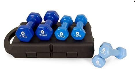 AFH Gymnastik Hanteln | 10 kg Set im Koffer | Vinyl | Muskelaufbau | Training | Hanteltraining