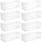 JAPCHET Paquete de 10 cajas de almacenamiento para refrigerador, bandejas apilables de almacenamiento de cocina, contenedores de plástico transparente con asas, congelador, despensa