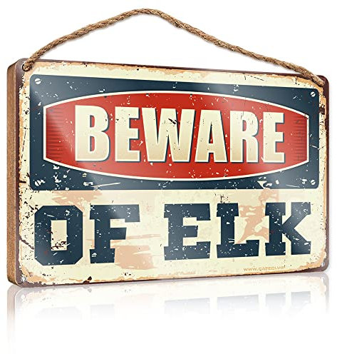 COTECI Willkommen Türhänger Vorsicht vor Elch Schild zum Aufhängen Holzschild Dekoration Willkommen Veranda Schild (Größe: 23 x 35 cm)