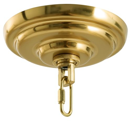 MAYOMAJO 5-5/16 Inch Light Canopy Kit with Heavy Duty, Replacement Cover Plate with Mounting Hardware for Chandelier, Pendant Light, Swag Light, Flower Basket or DIY Projects (Brass)