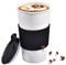 Taza de café de viaje de cerámica con funda de silicona antideslizante y tapa deslizante resistente a salpicaduras, vaso para llevar para portavasos de coche, taza de café blanca reutilizable, regalos