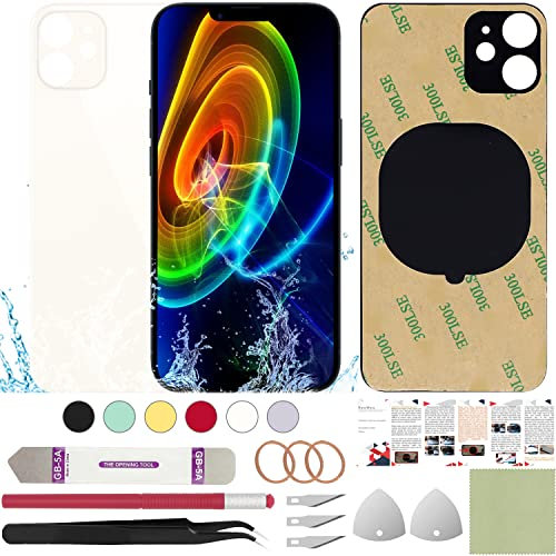 ReuWeu Back Cover Glass Replacement Compatible with iPhone 11 6.1 + Professional Tools (White)