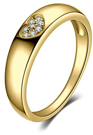 JewelryPalace Herz Liebe Verlobungsring Eheringe Ring Silber 925 Damen, Zirkonia Silberringe Trauringe Vorsteckring Hochzeitsringe Memoirering Ewigkeitsring Band Ringe Set, Damen Schmuck Vergoldet 54