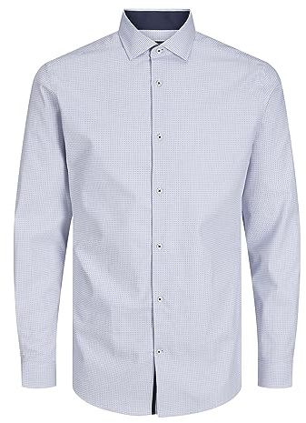 JACK & JONES Jprblaparker-Maglietta con Dettaglio L/S Noos Camicia Casual, White/Fit: Slim Fit, XL Uomo