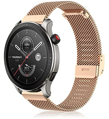 Niboow 22mm Metal Malla Correa para Xiaomi Watch S1/S1 Active/Amazfit GTR 3/GTR 3 Pro, Hombres Mujeres Correas para Huawei Watch GT 3 Pro 46mm/GT 3 46mm/3 Pro/GT Runner- Oro Rosa
