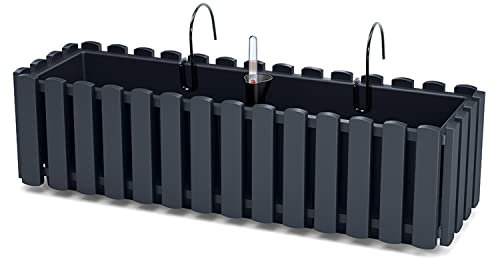 Vaso per Fiori Piante Rettangolare Boardee Fancycase Decorativo In Plastica Alto 16 Cm Da Interno Esterno 58x18 Cm Nero Design Moderno 17 Litri