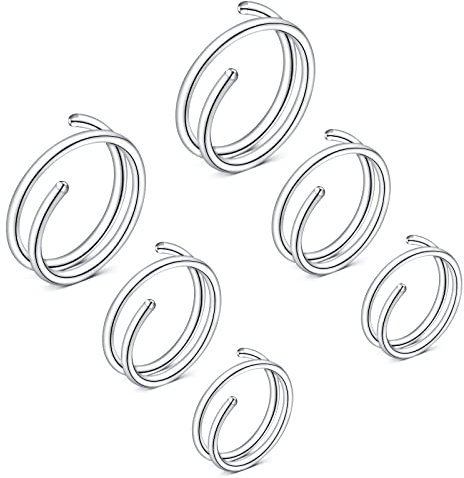LAURITAMI 6stk Doppelter Nasenring Piercing Spirale Ring Dünn 0.8mm 6/8/10mm Nasenpiercing Nostril Hoop Lippe Ohrringe