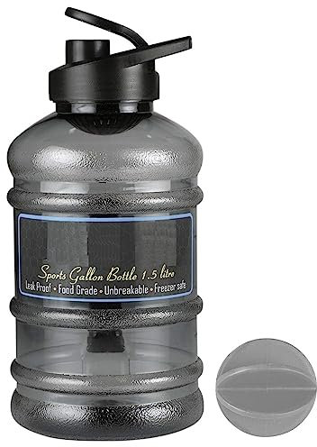 Spancare Gallon Lot de 2 shakers protéinés Noir/argenté 1,5 l