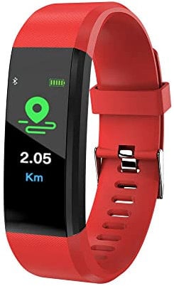 Smart Watch for Men Women, Fitness Tracker Blood Pressure Heart Rate Bluetooth Wristband, IP67 Waterproof Fitness Watch Step Calorie Counter Pedometer Health Watch (Red)