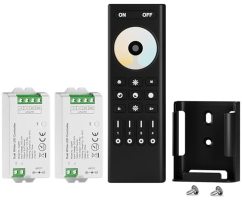 BTF-LIGHTING 5050SMD FCOB COB CCT RF Fernbedienung RC02RFB &2PCS C02RF Controller Kit 4-Zonen RF 2.4GHz Drahtlose Fernbedienung Gruppensteuerung für 3pin CCT(+V C W) LED Streifen DC5V DC12V DC24V