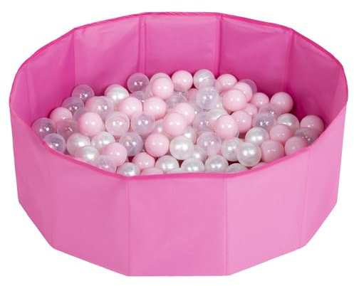 Petsona Hundepool Faltbar Mit Bunten Bällen, Planschbecken Und Badewanne Für Hunde Und Katzen, Pink: Puderrosa/Perle/Transparent