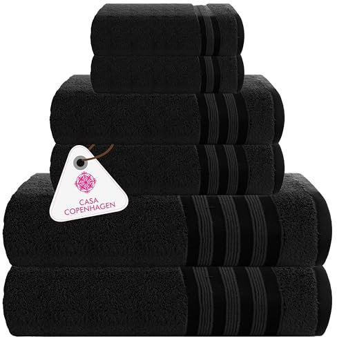 CASA COPENHAGEN Zero Twist Handtuch-Set aus 100 % Baumwolle, 600 g/m², 2 Badetücher, 2 Waschlappen aus ägyptischer Baumwolle, ultraweiche Luxus-Handtücher für Hotel, Spa, Küche, Bad und Dusche,