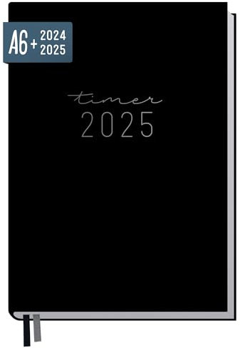 Häfft® Chäff-Timer Mini Taschenkalender 2024/2025 A6+ Schwarz Terminplaner klein mit 1 Woche auf 2 Seiten, Wochenplaner, Organizer - nachhaltig & klimafreundlich