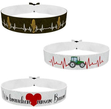 3er Set Landwirte Bauern #3 Stoffarmbänder - Handgefertigtes Unisex Armband Set aus mehreren wasserfesten Stoffarmbändern
