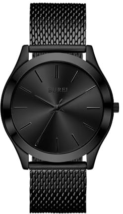 BUREI Herren Uhren 44mm Armbanduhr Herren mit Japanischem Quarzwerk – Minimalistische große Kleideruhr aus Edelstahl | schweres Design | Geschenk für Männer