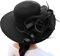 Sonnenhut Damen Elegante Organzahut Blumen Party Hut Hochzeit Sonnenhut Fascinator Hut Sommerhut Bowler Hut Frauenorganza Hut Tea Party Hochzeit Sonnenhüte Damenhut Kirche Hochzeit (Black, One Size)