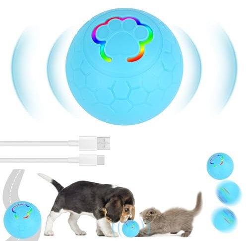 MXTIMWAN Interaktives Hunde Ball Spielzeug, Selbstrollender Ball Hund, Hundespielzeug Ball USB Wiederaufladbar, für Welpen/Kleine/Mittlere Hunde