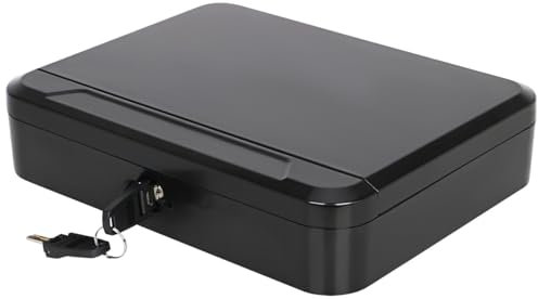 Qisan Caja fuerte para armas de fuego portátil LockBox, caja fuerte con llave, caja de llaves para casa, oficina, hotel, viajes