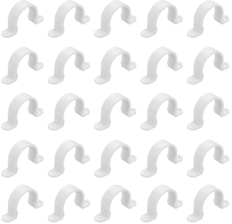 sourcing map 30Pcs PVC Pipe Straps, 32mm(1-1/4) Plastic Conduit Strap 2 Holes PVC Pipe Mounting Bracket for PVC Pipe Conduit and Cables, White