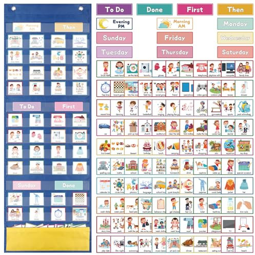 Visual Timetable, 123 Pecs Cards Weekly Routine Chart for Children, Magnetic Now and Next Board Autism Sensory Equipment,Visual Aid Cards for Autistic Children, ADHD,ASD, Preschool Kids,Home,School