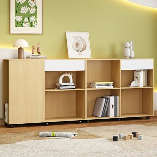YESGIGA Komplettschlafzimmer Set, Jugendzimmerkombination, Einzelbett + Schränke, Jugendbett, Paneelbett mit 4 Schubladen, 2 Schränke mit Rollen am Boden, 90x200cm (2 Schränke)
