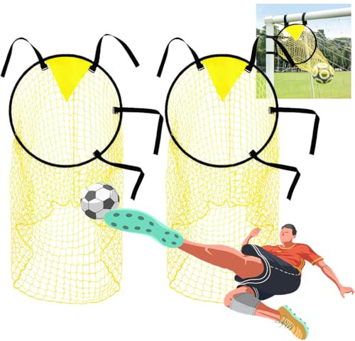 Cartlant 2Pcs Football Goal Top Bins Targets, 60x45cm Foldable Football Target Nets Top Corner with 4 Adjustable Straps, Kids Kicking Practice Soccer Skills Training Equipment for Outdoor Garden