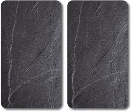 KESPER Piastra di taglio in vetro/piastra a buffet, materiale: vetro di sicurezza ESG, dimensioni: 50 x 28,5 cm, spessore: 0,4 cm, altezza piede: 3 mm, motivo: ardesia grigio | 37523 13