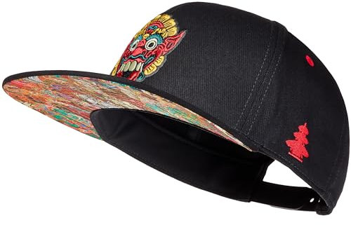 Cadency® Snapback Cap Herren, Bali, Baseball Kappe, Basecap gerader Schirm, Premium Qualität, Langlebig, Einheitsgröße, Unisex, Schwarz, Größenverstellbar