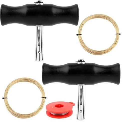 5 Pièces Universel Outils pour Pare Brise de Voiture Fil Outils de Dépose de Pare-Brise Kit d’Enlèvement de Pare-bris Outil de DéPose de Pare-Brise 3 PCS Fils de Coupe et 2 PCS Poignées de Vitre