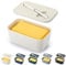 Butter Dish with Lid for Countertop and Refrigerator Door Shelf, ReaNea Plastic Butter Holder Tray Container with Butter Knife, Easy Scoop Dishwasher Safe