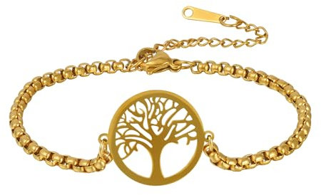 JJDreams Bracciale classico da donna con albero della vita, bracciale regolabile, simbolo di vita e crescita, oro