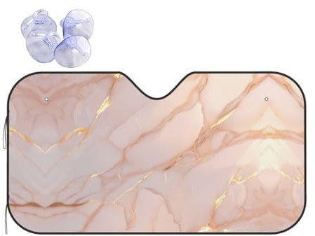 Parasol plegable para parabrisas de coche, color oro rosa, 51 x 27.5 pulgadas, 55 x 29.9 pulgadas