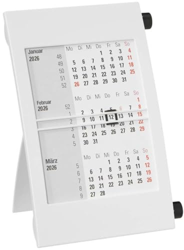 Tischkalender/Drehkalender 2026/2027 weiß/schwarz