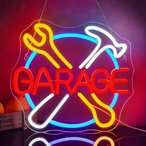 Looklight Panneau néon pour clé de garage pour décoration de garage, alimenté par USB, pour papa, garage, hommes, grotte, atelier de réparation automobile, atelier, bar, pub, décoration d'intérieur