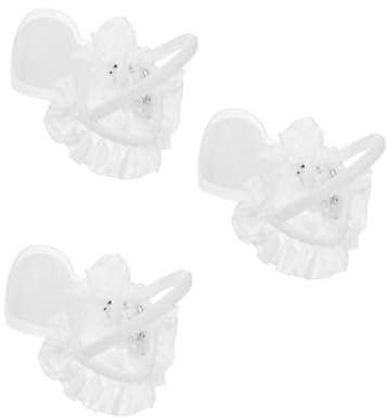 OKUMEYR 3st Ringkissen Aus Spitze Satinring Weiße Wurfkissen Vintage Wurfkissen Ringhalter Ringkissen Aus Seide Ringkissen Aus Satin Romantisches Ringkissen Spitzenbesatz Ringträger Satin-
