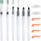 Wasserpinsel Stifte, Wassertankpinsel Aquarell Set, Watercolor Pinsel mit Tank Wasserpinsel mit BefüLlbarer Spitze und Flachspitze Nachfüllbare Aquarellstifte für Wasserfarbenmalerei Farbmischen,6 Stk