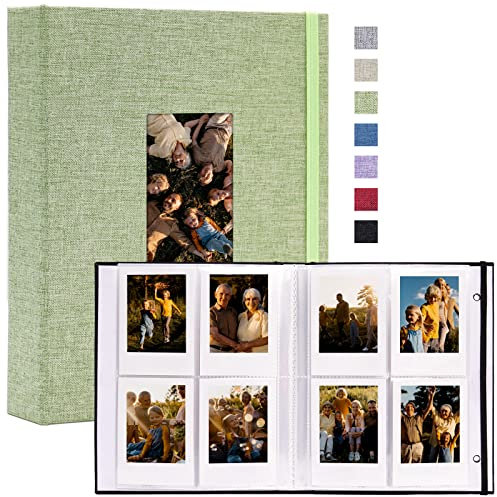 208 Photos Polaroid Photo Album Fits Fujifilm Instax Mini 12, 11, 9, 8, 40 Cameras Compatible with Polaroid Snap, Z2300, SocialMatic Instant Cameras ZIP Instant Printer, Grass Green 1 Pack