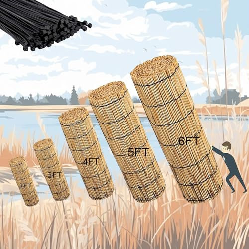 LRHELPBNR Natürliches Schilfrohrzaun Natürlicher Schilfrohrzaun Sichtschutz Balkon Für Pool/Dach/Mauerabdeckung/Gartenzaun Dekorativ(H0.91xL26m/H3xL85ft)