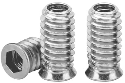 Drenky Threaded Inserts for Wood M8x20mm - 20Pcs Flanged Hex Socket Nut, Zinc Plated Carbon Steel Insert Nuts with Hex Drive Head, Silver (Wood Furniture Installation Hardware)