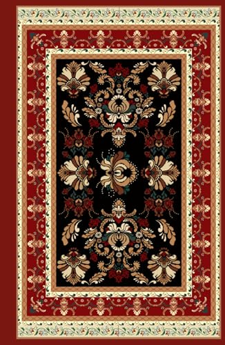Red Velvet Journal, Notizbuch, 180 gepunktete Seiten, Teppichmotiv, 14cm x 22 cm, Hardcover, rot, schwarz