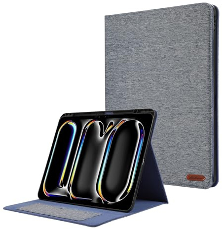 Case Tablet PC Étui fin for tablette compatible avec iPad Pro 13 pouces (M4 2024 7e génération) avec porte-crayon, support à trois volets, coque robuste avec fonction veille/réveil automatique. Tablet