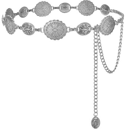 WANTUSHUI Mittelalter Gürtel Damen Taillenkette,Metall Kettengürtel Silber Gürtel Mittelalter Damen,Metall Taillengürtel damen Silber,Bundkette,Vintage Kleid Taille Kette Oval,Chain Bel(Stil 1 Silber)