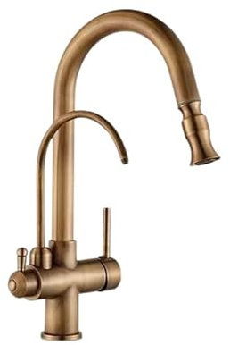Il lavandino, Miscelatore for lavello da cucina estraibile in rame con 2 modalità di spruzzo, multicolore(Water Purification Head)