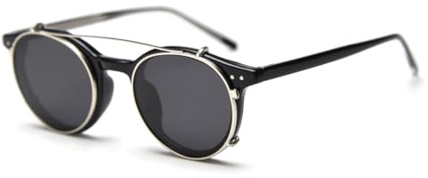 moomoobird Occhiali da sole clip-on polarizzati TR90 Occhiali da sole ovali retrò per uomo e donna, Nero