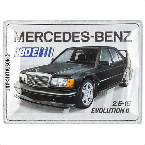 Nostalgic-Art Retro Blechschild, 30 x 40 cm, Mercedes-Benz – 190 E 2.5-16 – Geschenk-Idee für Mercedes-Benz Fans, Original Lizenzprodukt (OLP), aus Metall, Vintage Design, Blechschilder Sprüche