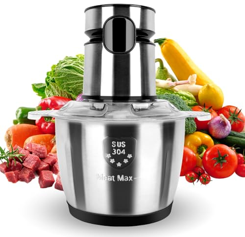 Food Processor, 3L/4-Speed Touch Screen Model Electric Food Chopper, 300W/11365RPM Speed 304 Stainless Steel Bowl Meat Grinder is Suitable for Crushing Nuts, Meats, Spices, Fruits and Vegetables