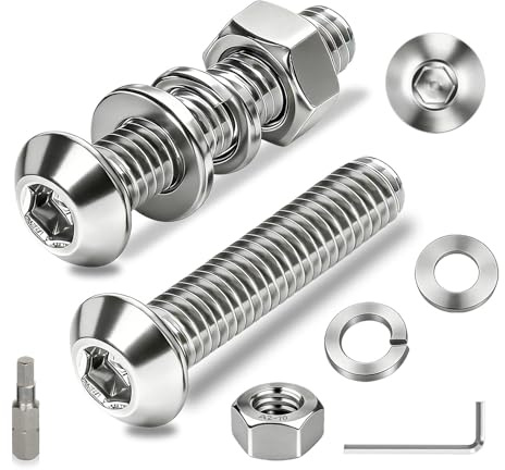Ezitruz 80 Stk Linsenkopfschraube M2x4 mm Schrauben Edelstahl A2 V2A | Innensechskant, Flachkopfschrauben, Schrauben Set Linsenkopf, Gewindeschraube mit Mutter Unterlegscheiben, Rundkopfschrauben