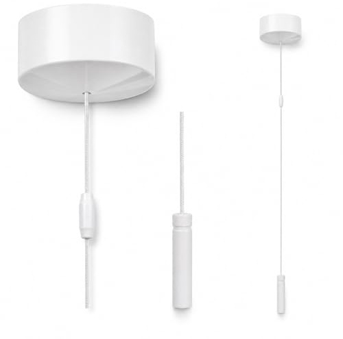 Gloss White Bathroom Light Pull Cord Switch with Modern White Aluminium Handle | 2 Way 6AX Ceiling Pull Cord Light Switch (White)