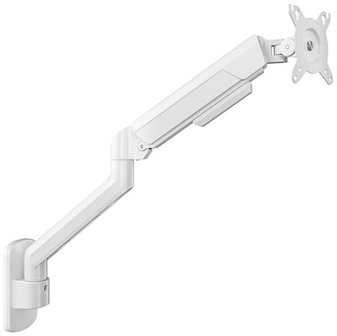 ARES WING Monitor Wandhalterung für 17-40 Zoll Bildschirm, Weiß | Monitor Halterung Wand bis 12 kg pro Arm, Monitor Arm Wall Mount mit Höhenverstellbar Neigbar Drehbar, VESA 75/100 mm